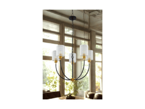 Vintage Black Metal Chandelier with Frosted Glass Shades – Elegant 3-Light Pendant for Bedroom, Dining Room, or Living Room