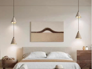 Minimalist Cone Pendant Light – Natural Stone Hanging Lamp for Bedroom & Dining