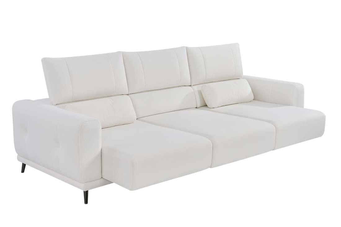 Modern L-Shaped Fabric Sofa with Chaise – Light Grey - Imagen 3