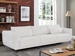 Modern L-Shaped Fabric Sofa with Chaise – Light Grey