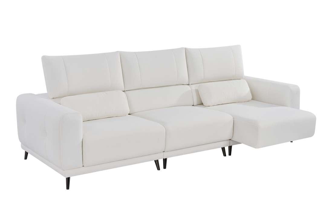 Modern L-Shaped Fabric Sofa with Chaise – Light Grey - Imagen 2