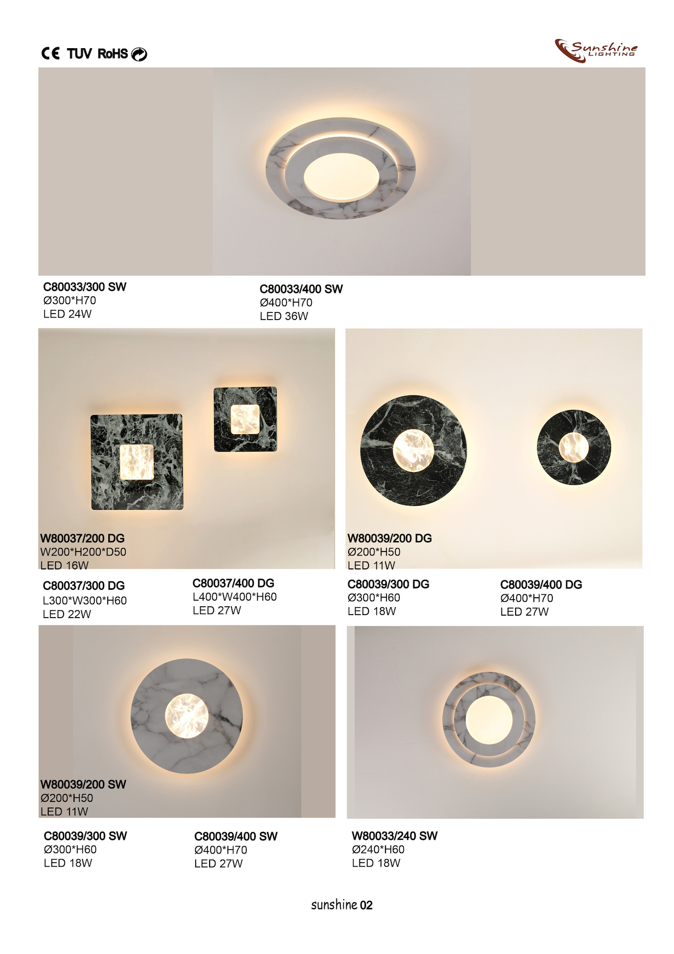 Lámparas LED de mármol W80034 y C80048 - Imagen 3