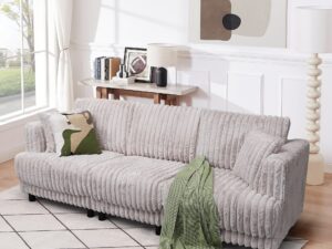 Sofá moderno de pana gris para sala