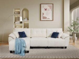 Modern White Sectional Fabric Sofa for Living Room