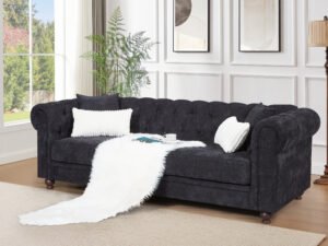 Black Velvet Chesterfield Sofa | Modern Luxury Living Room Couch
