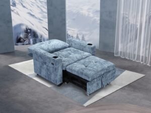 Convertible Sofa Bed with Cup Holders – Modern Single Recliner Chair for Small Spaces