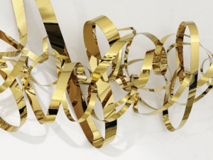 Modern Luxury Gold Metal Wall Sculpture – Abstract Decorative Art for Living Room & Hotel Lobby