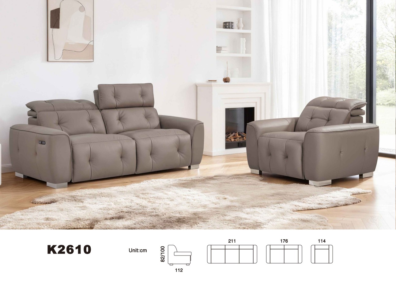 Sofá con respaldo ajustable K2610